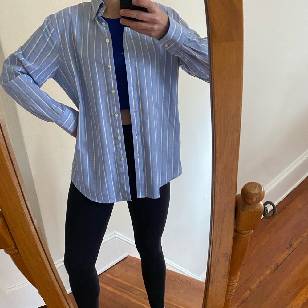 100% cotton pinstripe button up